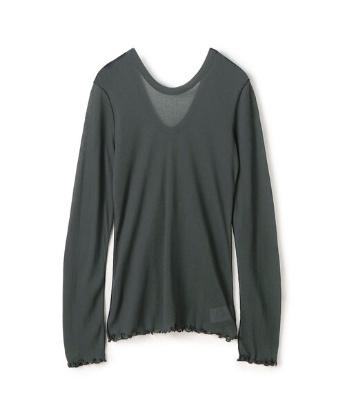 tシャツ HAKUJI シアーリブ ロングスリーブ プルオーバー レディース