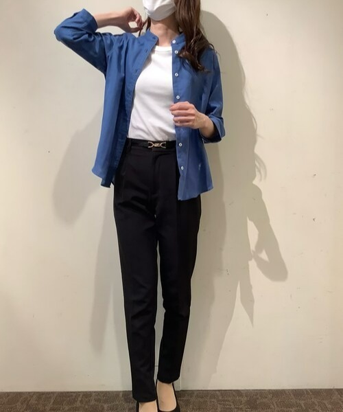 「Pitta Re:)」 7分袖ブラウス L ダークブルー レディース_画像7