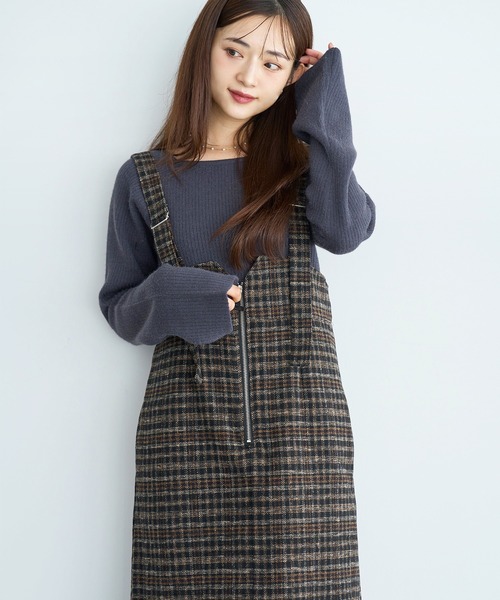 mil（ミル） ジャンパースカート 「新色・再生産」チェック柄 フロント