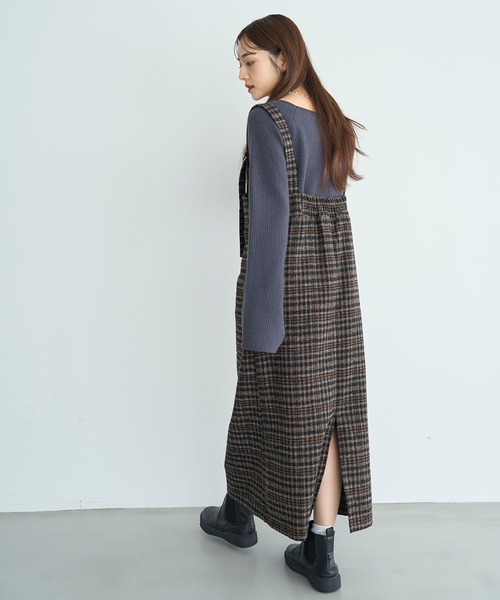 mil（ミル） ジャンパースカート 「新色・再生産」チェック柄 フロント