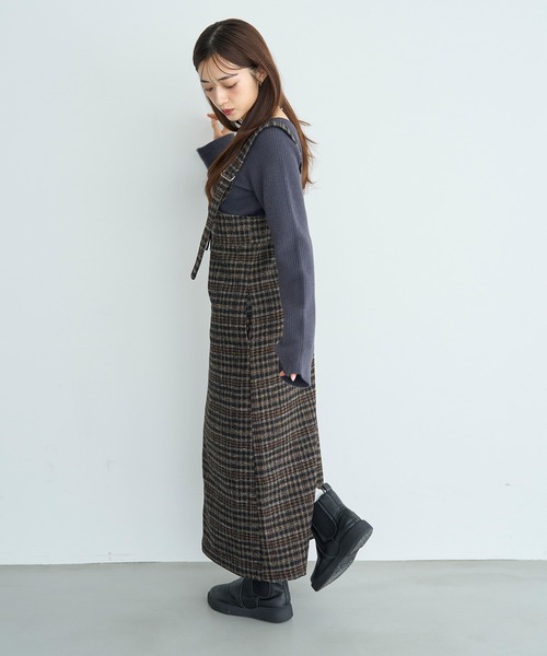 mil（ミル） ジャンパースカート 「新色・再生産」チェック柄 フロント