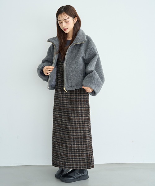 mil（ミル） ジャンパースカート 「新色・再生産」チェック柄 フロント