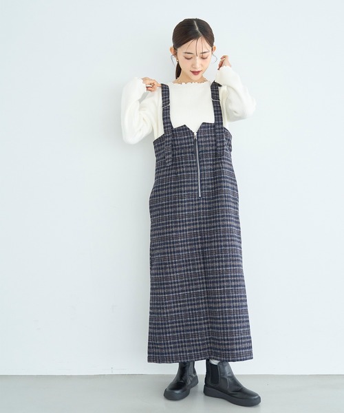 mil（ミル） ジャンパースカート 「新色・再生産」チェック柄 フロント