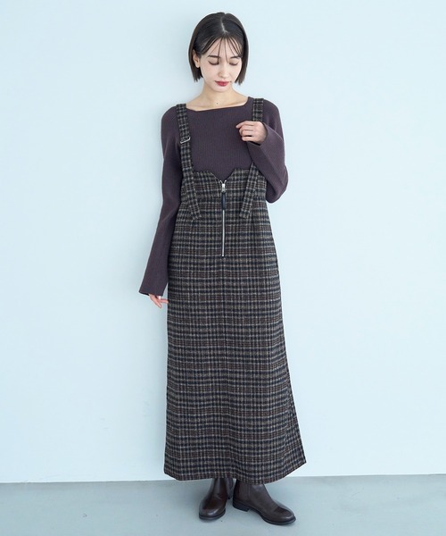 mil（ミル） ジャンパースカート 「新色・再生産」チェック柄 フロント
