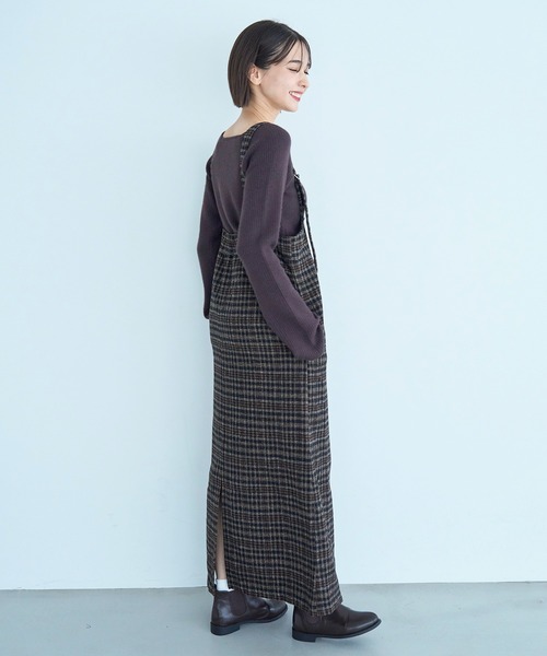 mil（ミル） ジャンパースカート 「新色・再生産」チェック柄 フロント