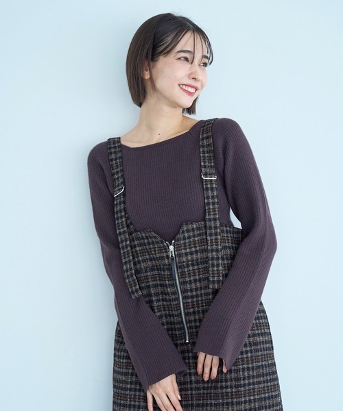 mil（ミル） ジャンパースカート 「新色・再生産」チェック柄 フロント