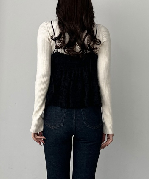 「Louere」 ニットワンピース MEDIUM チャコール レディース_画像6