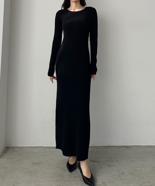 「Louere」 ニットワンピース MEDIUM チャコール レディース_画像8