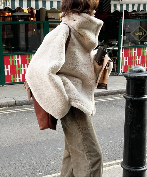 ジャケット ノーカラージャケット ハイネックエコムートンジャケット