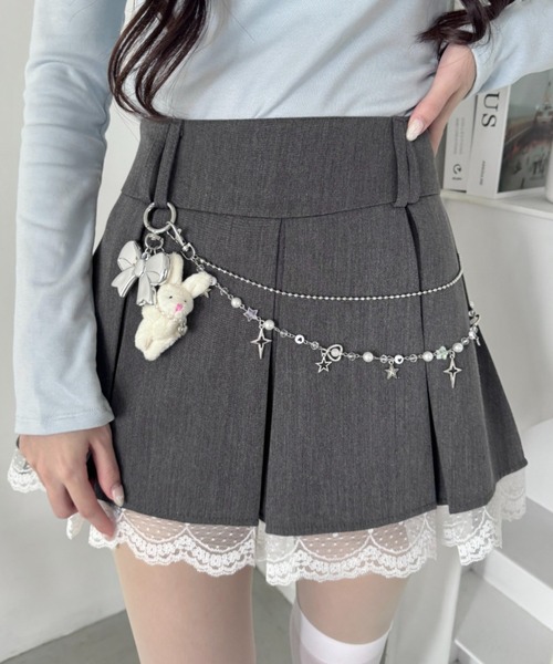 グニフニ♡困り顔うさちゃんのチュール装飾ベルト Loueme ベルト ウサギチャームチェーンベルト レディース : ZOZOTOWN