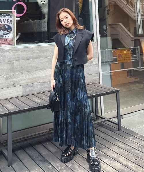 「rienda」 ノースリーブワンピース MEDIUM ブルー レディース_画像2