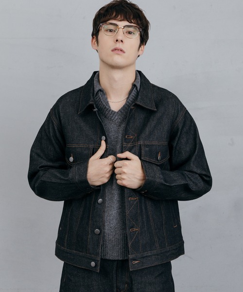 LURAKU Rigid Denim Jacket ルラク　ブラック　L LURAKU デニムジャケット gジャン 「LURAKU」Rigid Denim Jacket