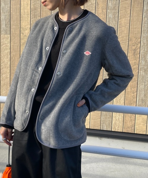 Danton（ダントン） ノーカラージャケット 36 ダークグレー レディース