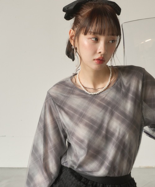 Nadana tシャツ シアーチェックトップス レディース : ZOZOTOWN Yahoo