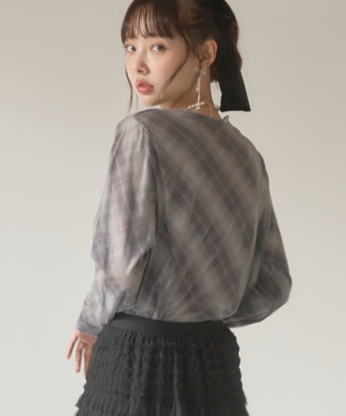 Nadana tシャツ シアーチェックトップス レディース : ZOZOTOWN Yahoo