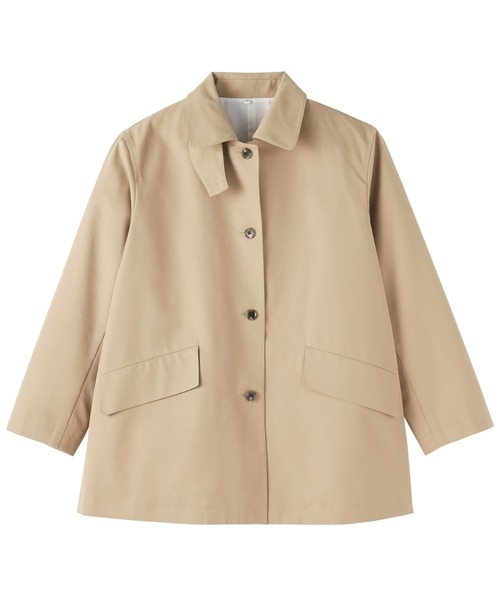 【美品/送料込】無印良品｜ステンカラーハーフコート(L)｜ベージュ 無印良品（MUJI） ステンカラーコート コート 婦人 撥水 コットン混