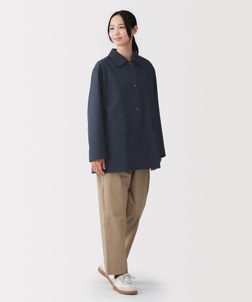 【美品/送料込】無印良品｜ステンカラーハーフコート(L)｜ベージュ 婦人 撥水 コットン混 ツイル ステンカラーハーフコート | 無印良品