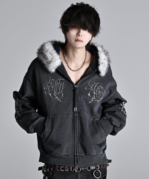 ADRER アドラー ジップパーカー ジャケット レザー ブラック ADRER（アドラー） ジップアップパーカー M ブラック メンズ