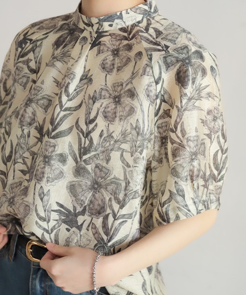 秋新作 NOMBRE IMPAIR 新品 レース×ローン スタンドブラウス＊黒 NOMBRE IMPAIR（ノンブルアンペール）の「レース×ローン スタンド