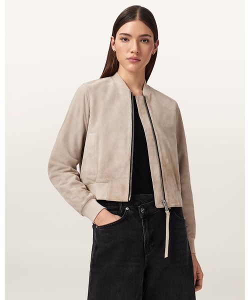 3303【激レア】オールセインツ 花刺繍 MA1 スエード レザージャケット ALLSAINTS（オールセインツ） ma1 ma-1 ORTEN SUEDE BOMBER JACKET