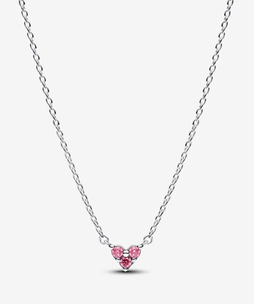 PANDORA（パンドラ） ネックレス トリプル ストーン ピンク ハート
