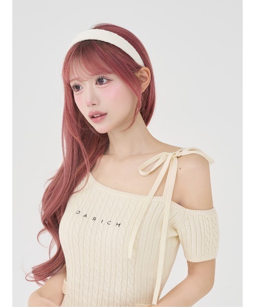 Darich（ダーリッチ） ワンピース ロゴケーブルワンショルニットミニ