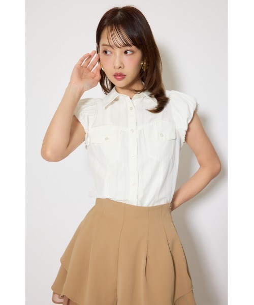 ブラウス シャツ 「AKB48 行天友莉奈さん着用」バルーンスリーブポケットブラウス　春服 夏服 レディース | rienda | 12