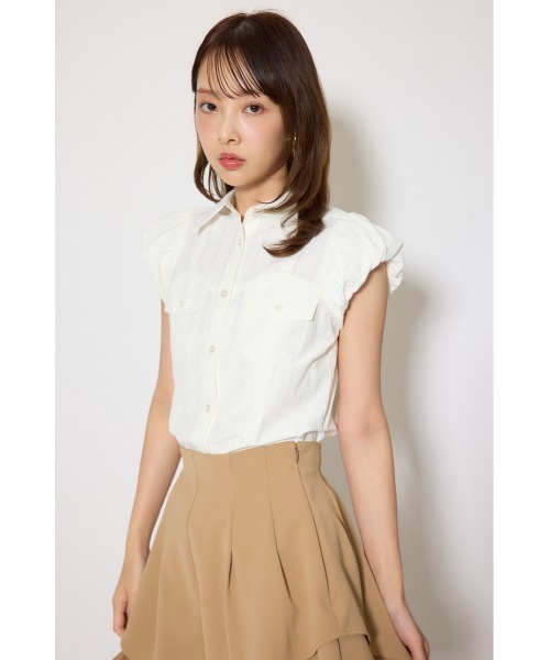 ブラウス シャツ 「AKB48 行天友莉奈さん着用」バルーンスリーブポケットブラウス　春服 夏服 レディース | rienda | 13