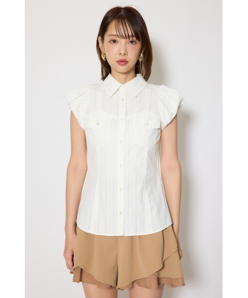 ブラウス シャツ 「AKB48 行天友莉奈さん着用」バルーンスリーブポケットブラウス　春服 夏服 レディース | rienda | 18
