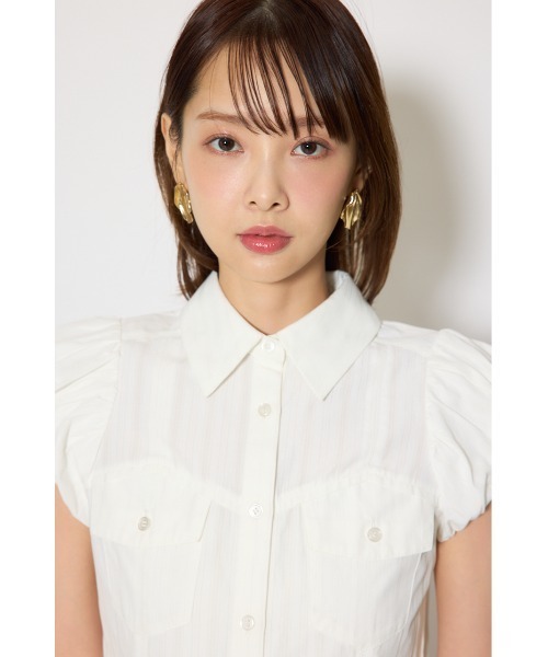 ブラウス シャツ 「AKB48 行天友莉奈さん着用」バルーンスリーブポケットブラウス　春服 夏服 レディース | rienda | 21