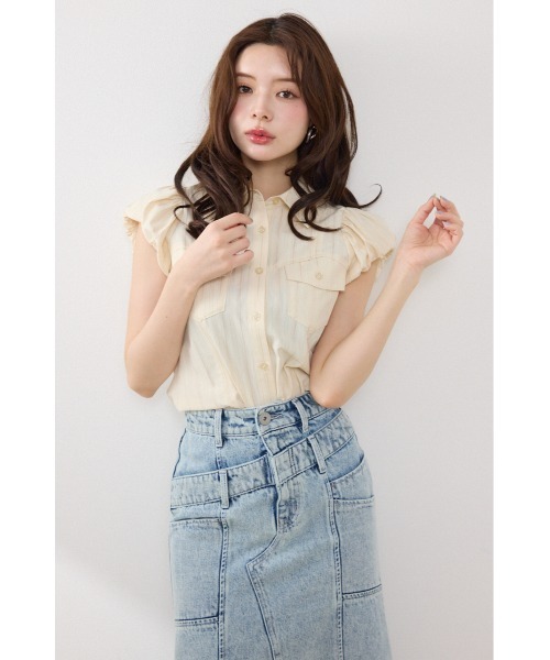 ブラウス シャツ 「AKB48 行天友莉奈さん着用」バルーンスリーブポケットブラウス　春服 夏服 レディース | rienda | 07