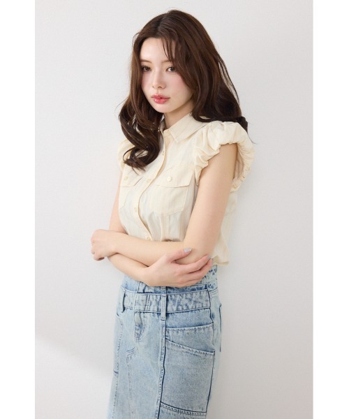 ブラウス シャツ 「AKB48 行天友莉奈さん着用」バルーンスリーブポケットブラウス　春服 夏服 レディース | rienda | 08