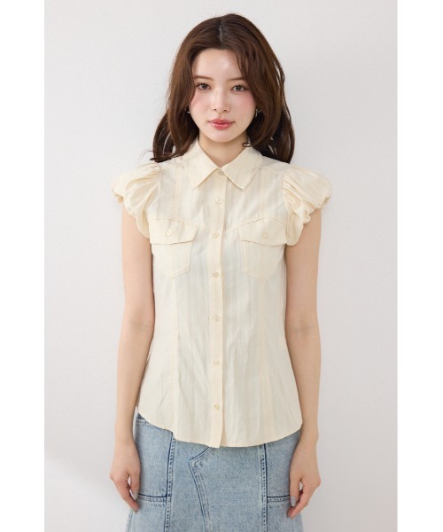 ブラウス シャツ 「AKB48 行天友莉奈さん着用」バルーンスリーブポケットブラウス　春服 夏服 レディース | rienda | 10