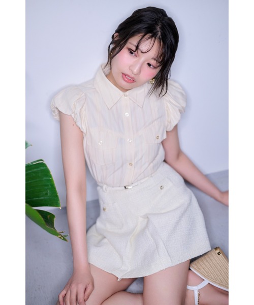 ブラウス シャツ 「AKB48 行天友莉奈さん着用」バルーンスリーブポケットブラウス　春服 夏服 レディース | rienda | 03