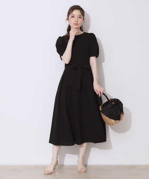 「couture brooch」 7分袖ワンピース 40 ブラック レディース_画像2