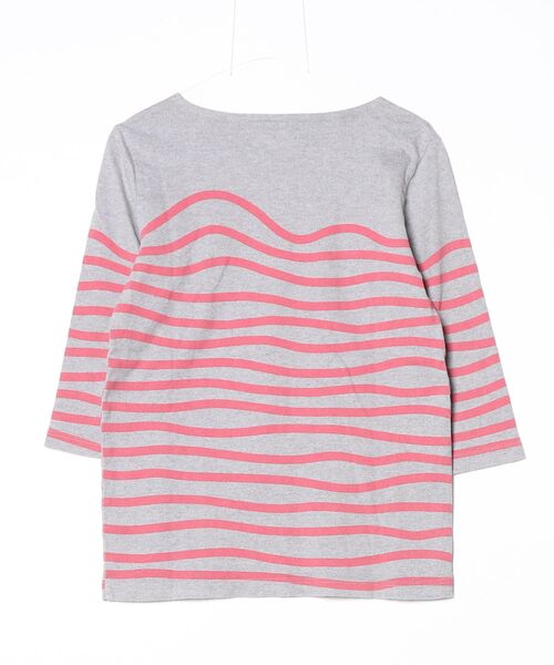 「KATO`」 ボーダー柄7分袖Tシャツ S グレー メンズ_画像2