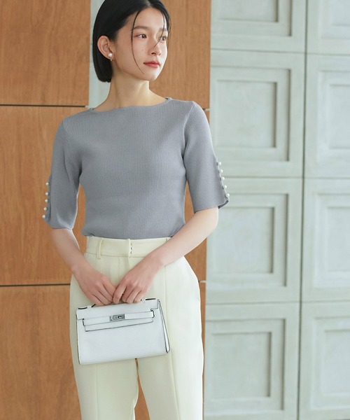 「RUIRUE BOUTIQUE」 半袖ニット L グリーン レディース_画像6