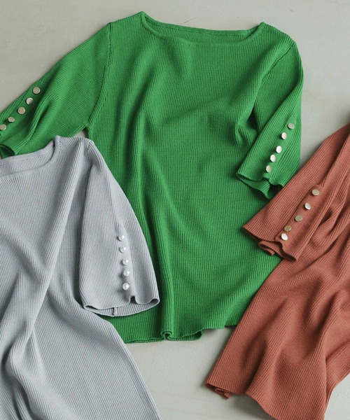 「RUIRUE BOUTIQUE」 半袖ニット L グリーン レディース_画像9