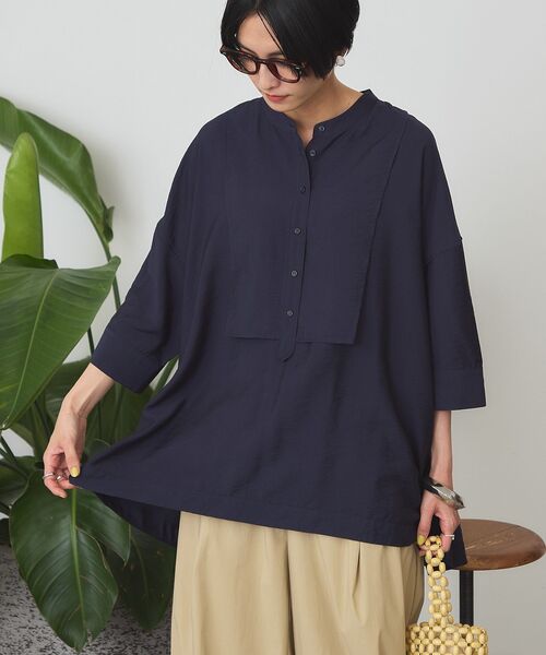 「AMERICAN HOLIC」 7分袖チュニック L アイボリー レディース_画像2