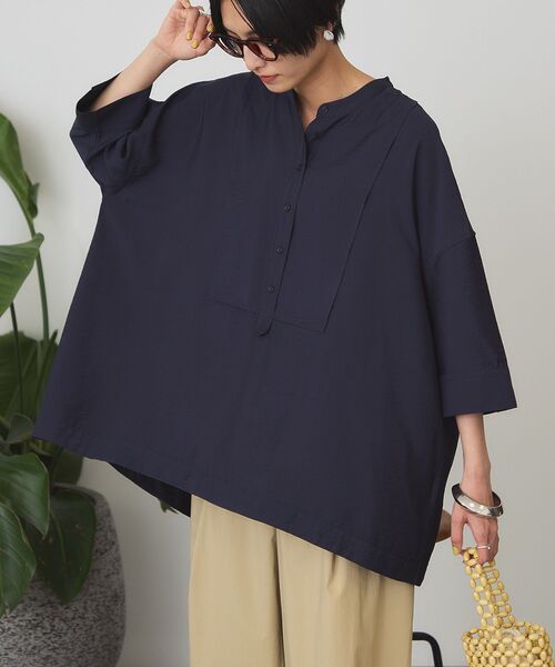 「AMERICAN HOLIC」 7分袖チュニック L アイボリー レディース_画像3