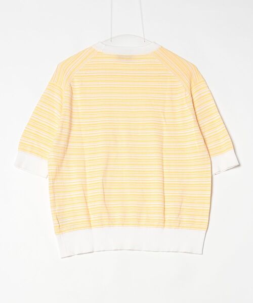 JOHN SMEDLEY（ジョンスメドレー） ボーダー柄半袖ニット M イエロー