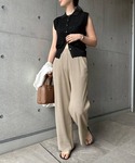 ワイドパンツ パンツ セルフカットリブワイドパ...の詳細画像4