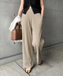 ワイドパンツ パンツ セルフカットリブワイドパ...の詳細画像2
