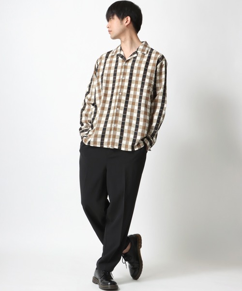 新品　THE OPEN ジ オープン　ストレッチ長袖シャツ CHAIN STITCH LOGO OPEN COLLAR SHIRT / オープンカラーシャツ