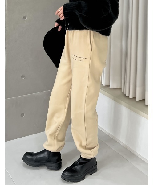 【XL】TFW49 スウェットジョガーパンツ　ベージュ DAY CLOSET スウェットパンツ ジャージ レディース ライン入り