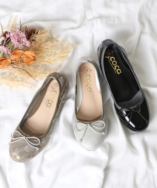 coca（コカ） パンプス coca / ラウンドトゥ フラット リボン バレエ