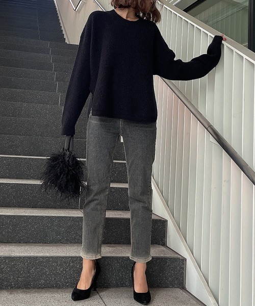 esutoreja ジーンズ デニム デニムパンツ ストレートグレー