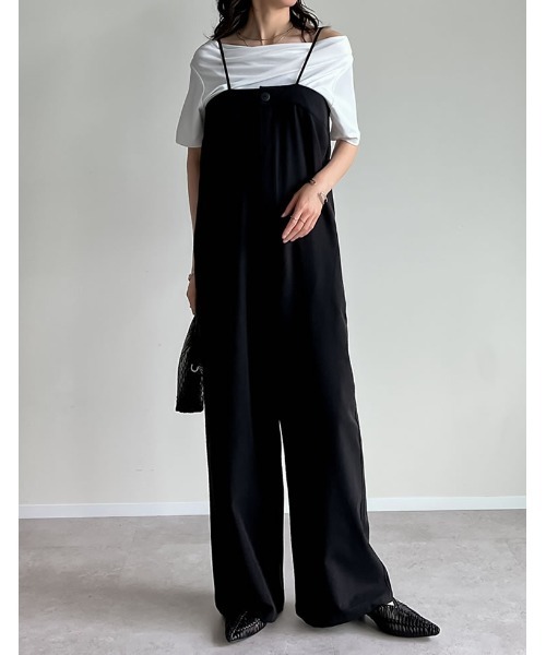 Tuxedo Jump suit ブラックオーバーオール サロペット Re:EDIT サロペット オーバーオール 「低身長/高身長サイズ有