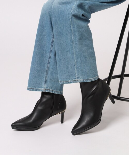 ESPERANZAアーモンドトゥヒールストレッチニットショートブーツ 24SS アーモンドトゥヒールストレッチニットショートブーツ 24SS