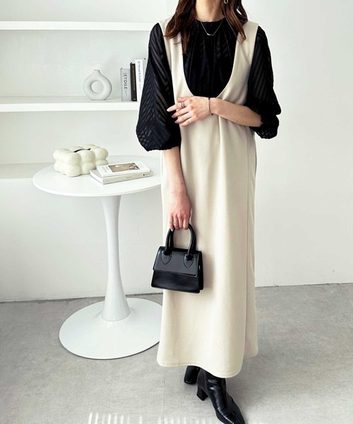 ヴィンテージ風ジャンパースカート②白（M） ヴィンテージ風ジャンパー